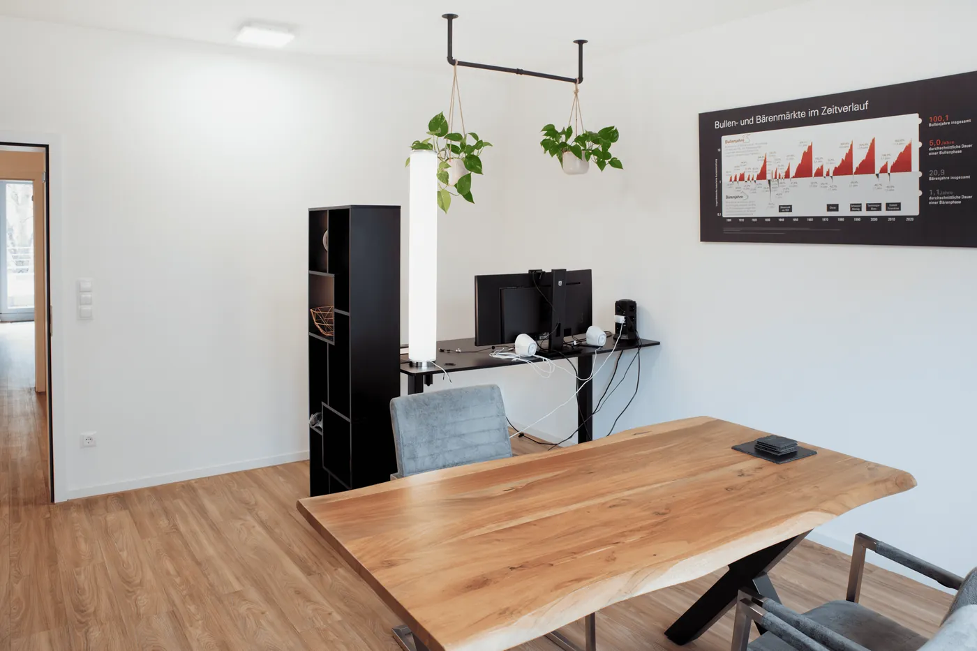 Arbeitsplatz mit Holztisch im Büro Mannheim